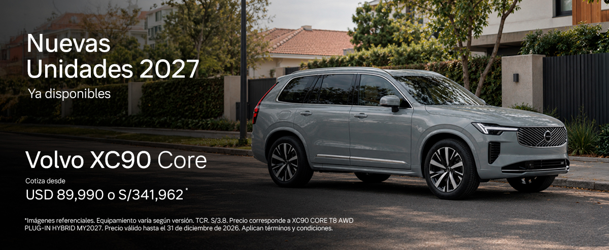 Unidades 2027 ya disponibles - XC90 Core Plug-In Hybrid — Volvo Autos Peru